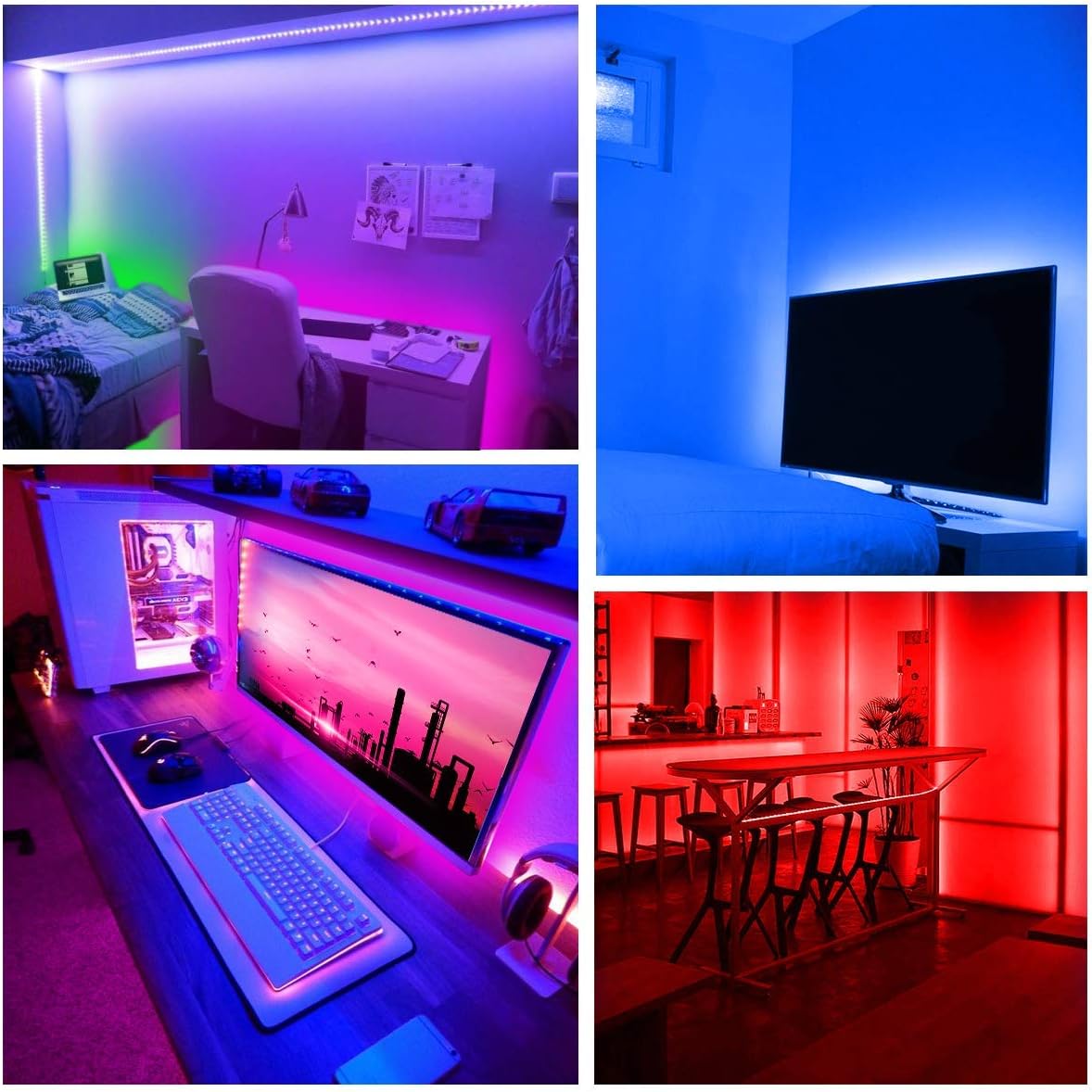DAYBETTER 32.8ft Led Lights with Remote Control, 2 Rolls of 16.4ft Led Strip Lights for Bedroom, Color Changing Led Light Strip for Living Room Party Decoration