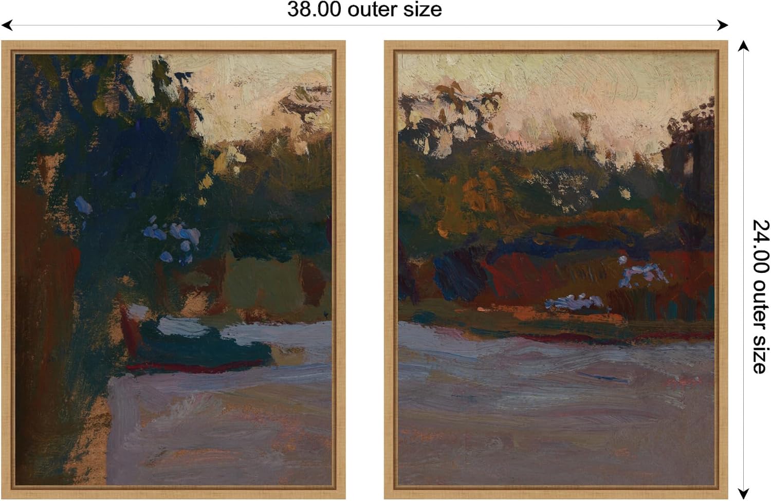 Kate and Laurel Landscape Sketch Jan Stanislawski 2 Piece Framed Canvas Wall Art Set by Nostalgia Prints, Sylvie Natural Modern Contemporary, Abstract Art for Wall Decor