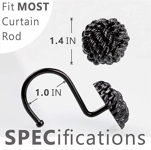 Miniatura 4 de Anillos decorativos para cortina de ducha de metal a prueba de óxido, diseño náutico moderno de granja para baño, juego de 12