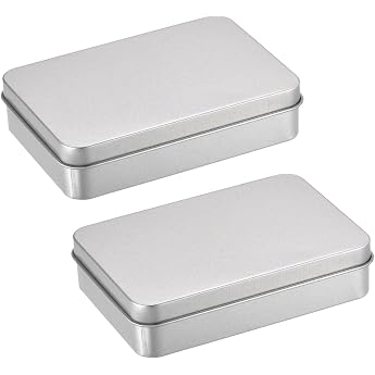 2 pieces metal tin with lid frosted tin box rectangular Altoids tin 150 x 90 x 30 mm small tinplate storage box