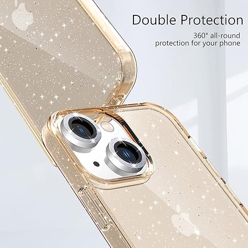 Miniatura 49 de Funda con purpurina diseñada para iPhone 15 Pro Max, con [2 unidades] protector de pantalla y [paquete de 3] protector de lente de cámara brillante