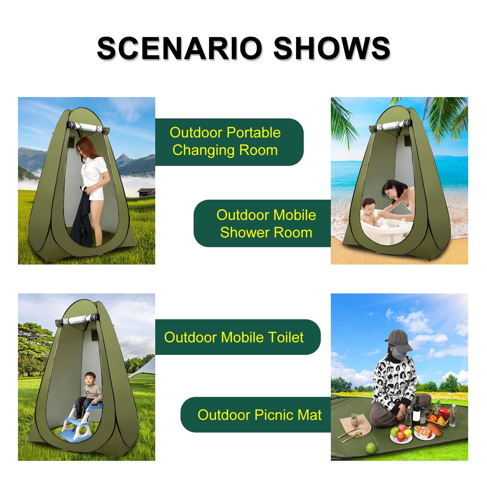 Tenda per la Privacy, Tenda per Fasciatoio Pop-Up, Adatta per Doccia Esterna, Spogliatoio, Parasole e Toilette da Campeggio