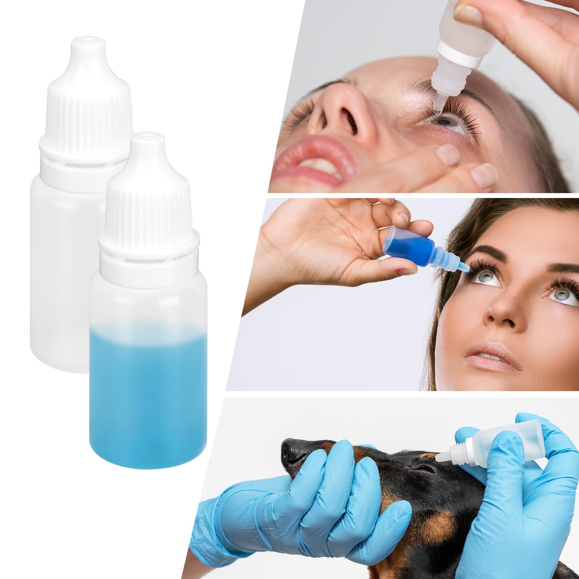 300 flaconi contagocce vuoti da 10 ml, in plastica, comprimibili, riutilizzabili, traslucidi, con tappo, per oli essenziali, collirio