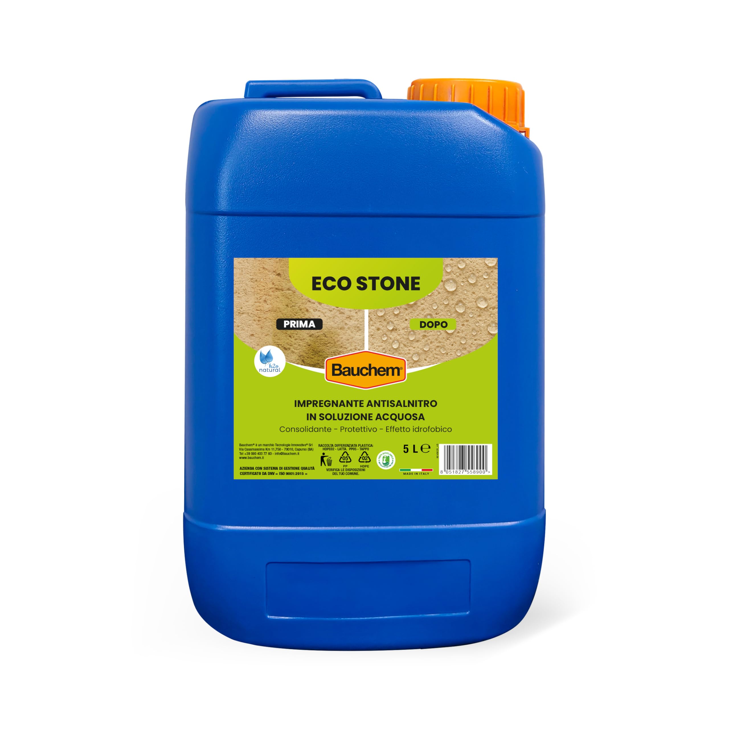 Eco Stone Impregnante Idrorepellente Anti-salnitro in Soluzione Acquosa 5 Lt