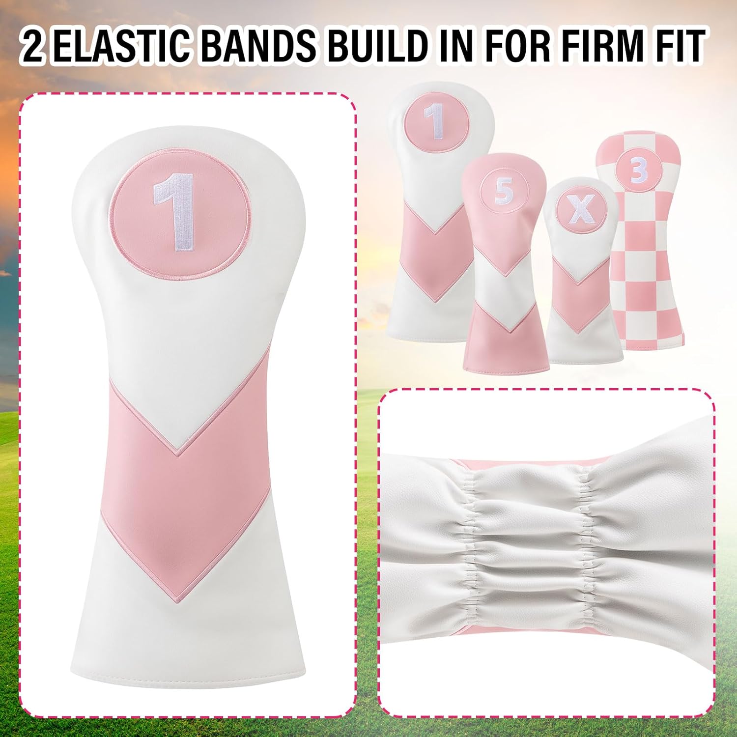 16 Pcs Golf Accessories Kit Include 4 Pcs Golf Club Head Covers, Ball Bag with Hook Towel Magnetic Ball Marker Tees Divot Tool Cleaner Brush for Gifts