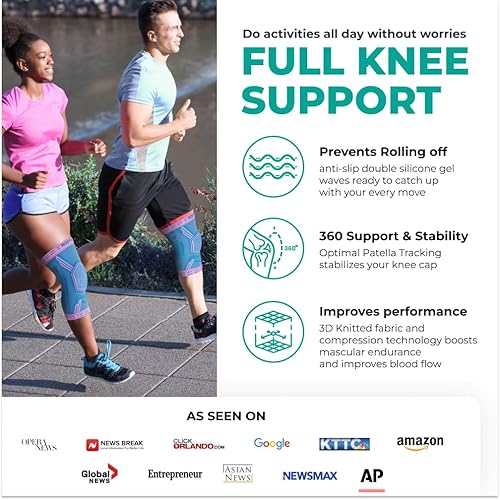 Miniatura 3 de MODVEL Rodillera profesional, rodillera de compresión con almohadilla de gel de rótula y estabilizadores laterales, vendaje de soporte de rodilla