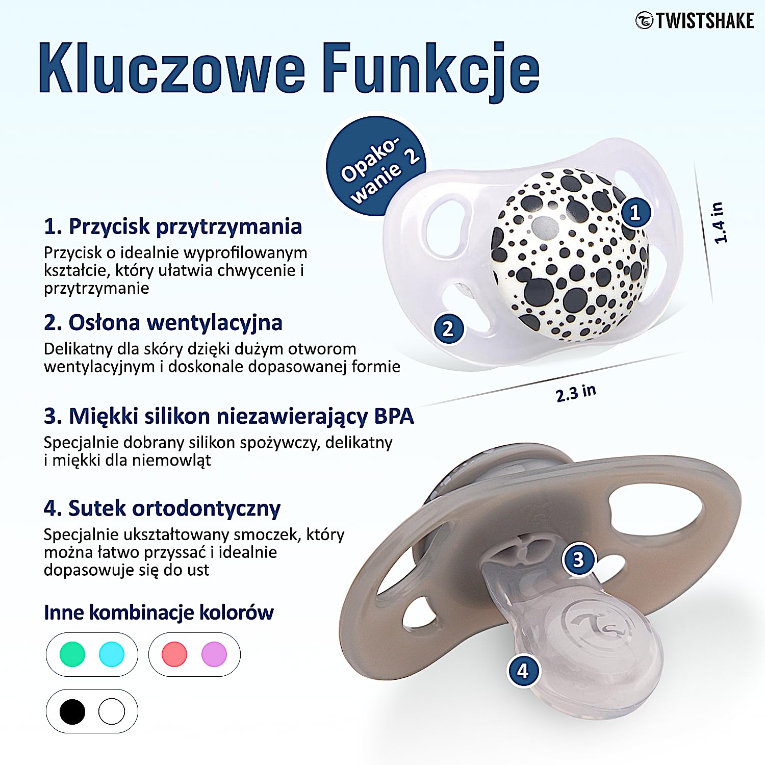 Twistshake Silikon 2’li Emzik Seti Gri Beyaz 6+ Ay