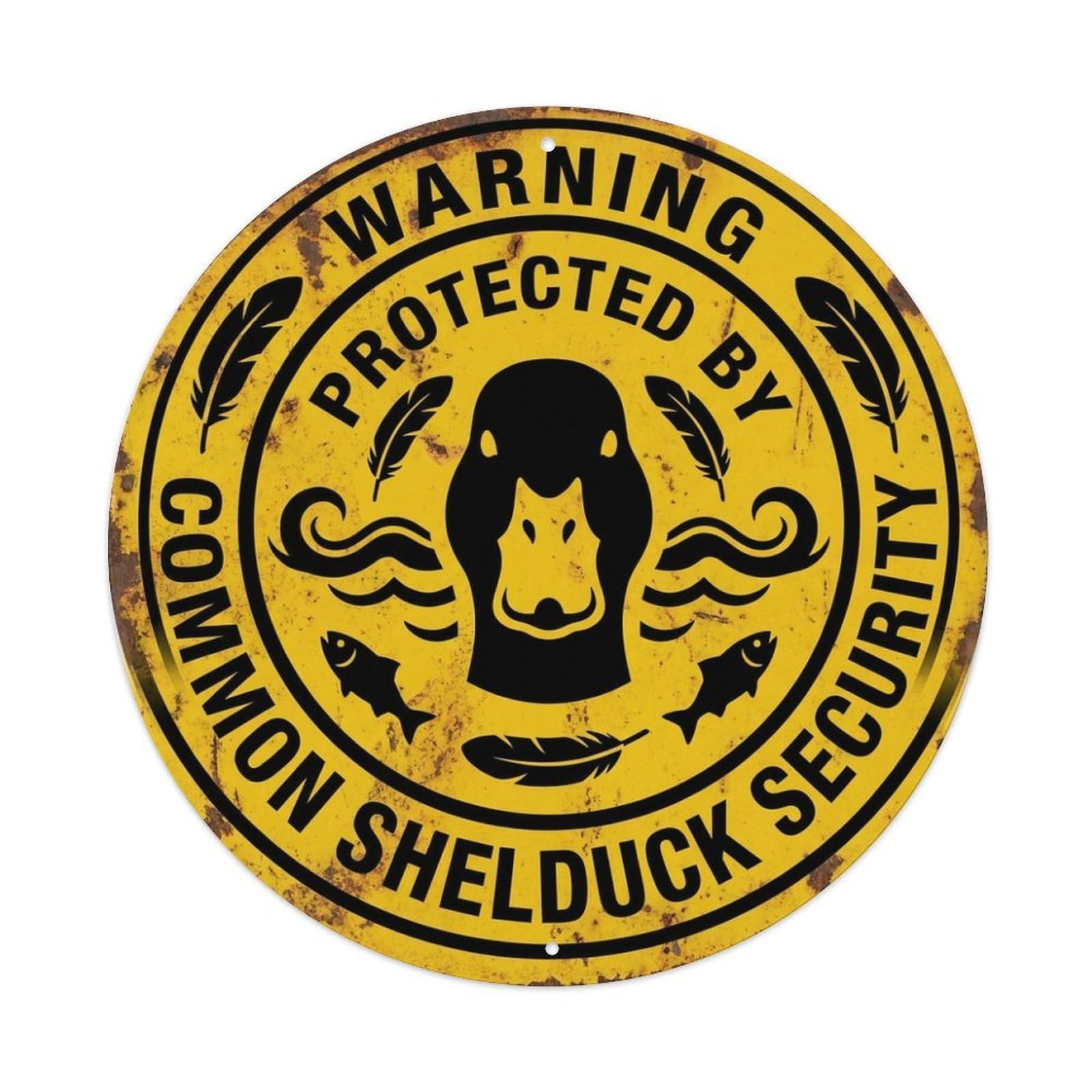 Protected By Common Shelduck Security Warning Waterbird Metal Tin Sign
