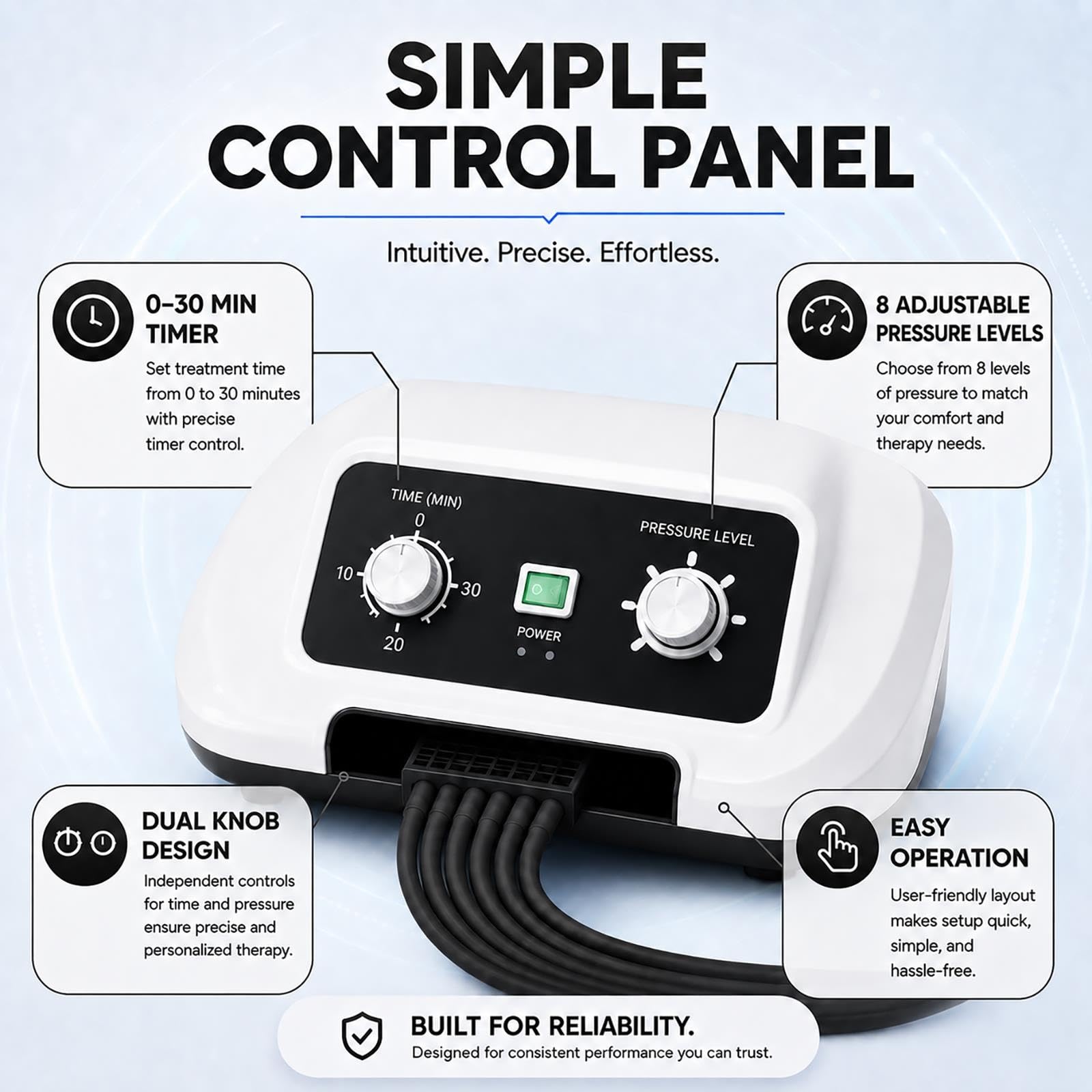 Ceinture de massage pour la taille, minuterie intelligente, 30-240 mmHg
