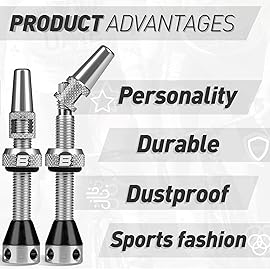 BWSHLF Tubeless Presta Valve Stem 40/44/55/60/65/80/100 mm, Super Light Alloy Presta Valve Stem Kit with Valve Core Remover Tool and Valve Stem Caps - Multiple Color and Size Options(Pair)