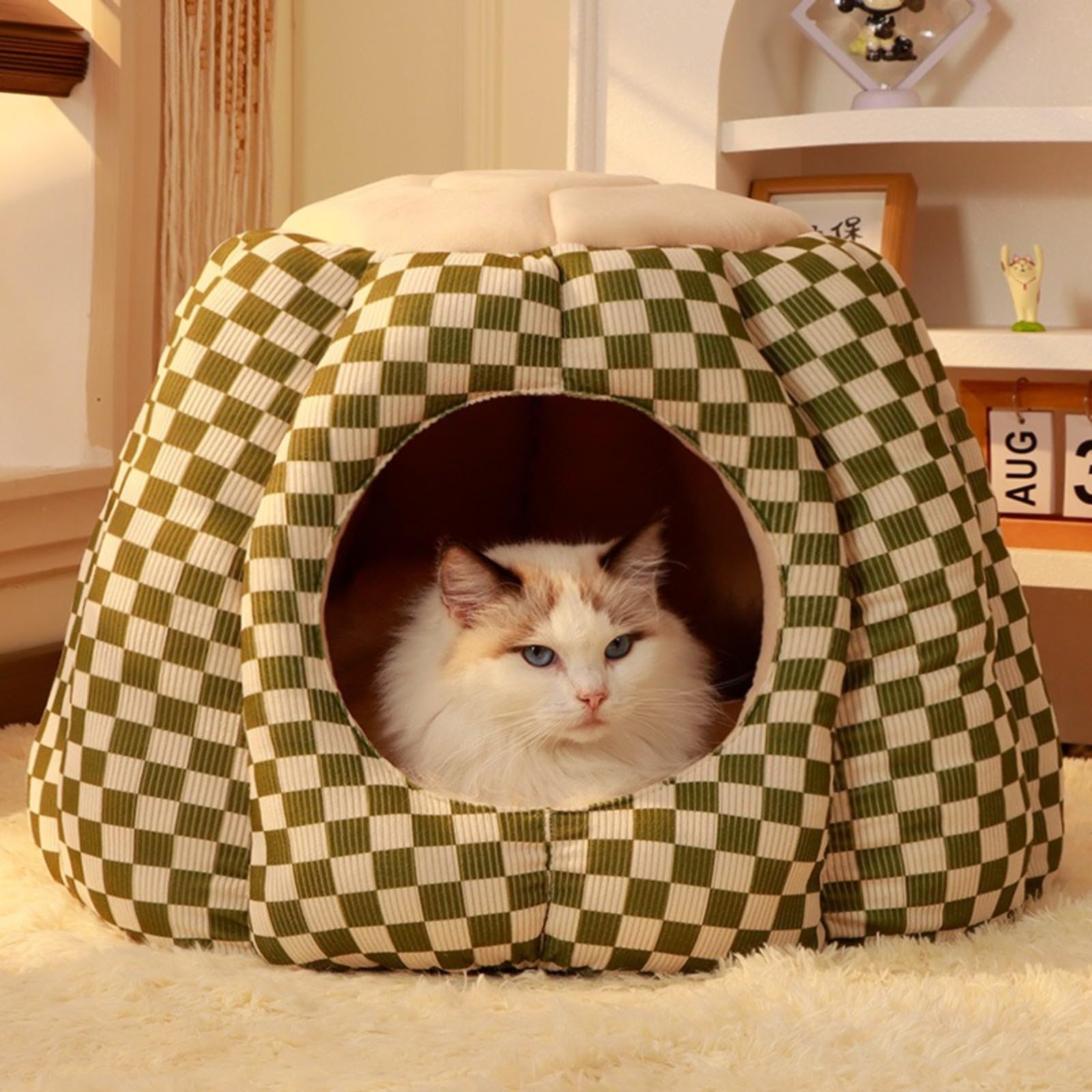 Générique Lit pour Chat, Tente Igloo pour Chat, Lit Confortable pour Animaux De Compagnie pour Petits Chiens Et Chats Lit Doux en Peluche pour Chat Lit Niche pour Chat 46 * 46 * 32 CM
