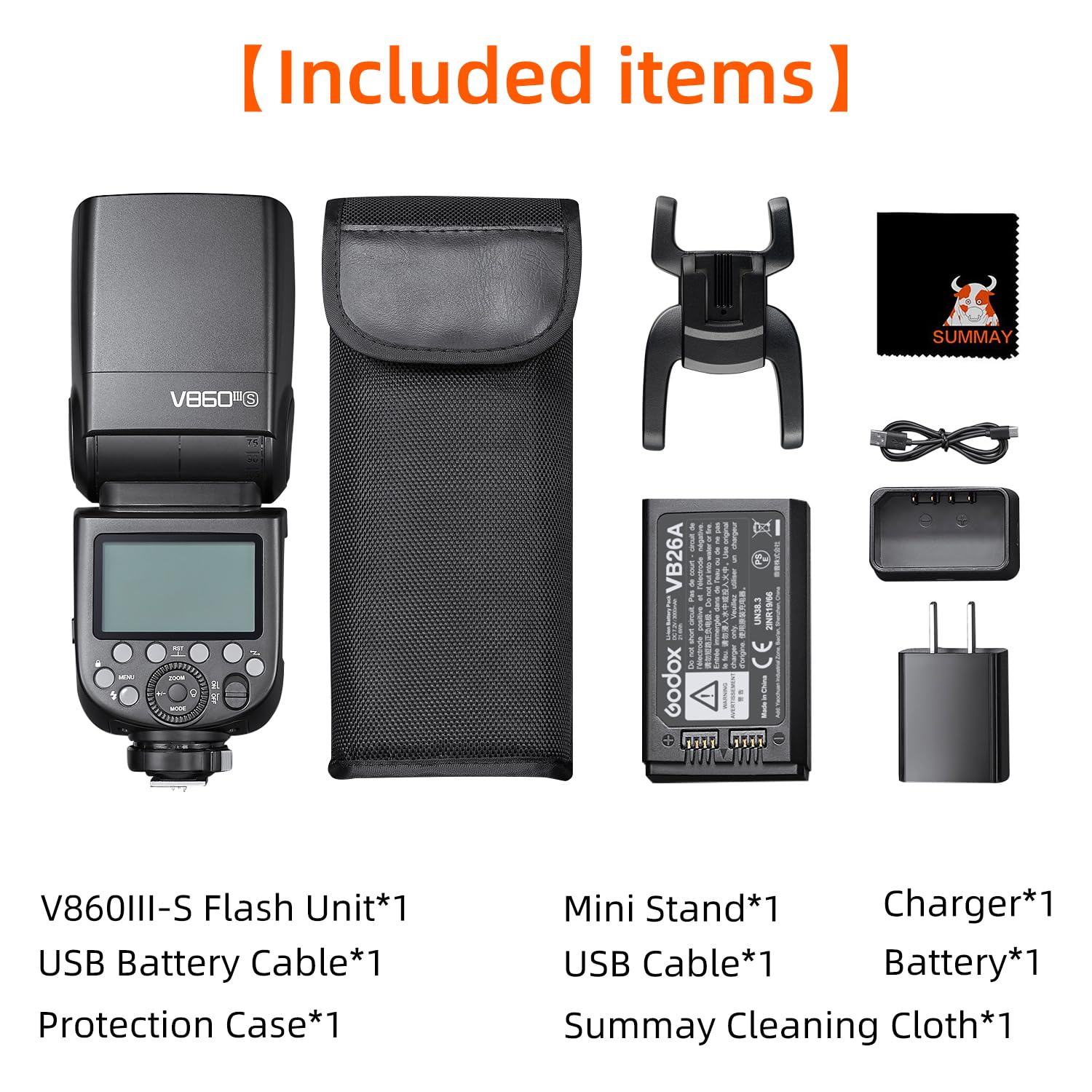 GODOX V860III-S Flash Fotocamera TTL 76Ws 1/8000s HSS GN60 1.5s Tempo Riciclo, 2W LED Lampada Pilota 5300K±200K Temperatura Colore, Blocco Sgancio Rapido, Adatto per Fotocamere Serie Sony