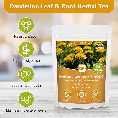 Miniatura 2 de Té orgánico de hoja de diente de león, té de hierbas de raíz y hoja de diente de león con madreselva, sin cafeína, mezcla de té de desintoxicación