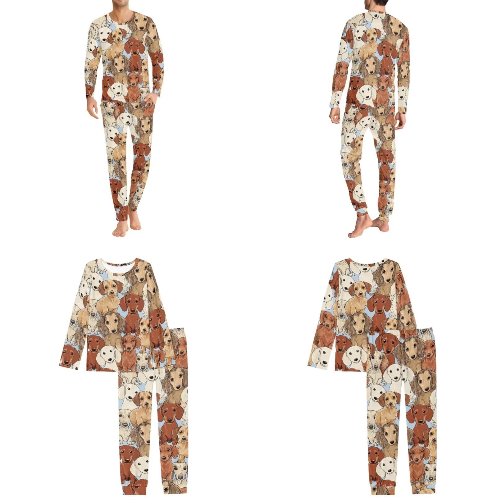 COEQINE Pijamas familiares con bandana para perro, camisones de manga larga para mujer, conjuntos de pijamas a juego, conjunto de descanso para parejas