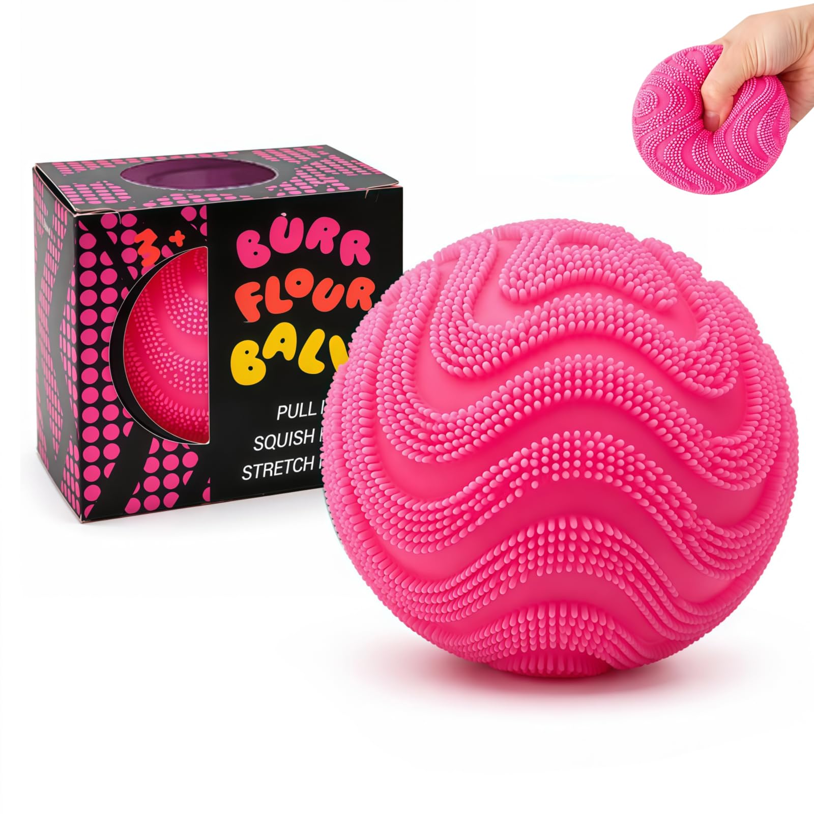 Fuzz Ball Squishy, Squishy Fuzz Ball Soft Sensory Squeeze Toys, Stress Balls for Adults, Anxiety Stress Relief Fuzzball, Office Desk Decor (Pink)