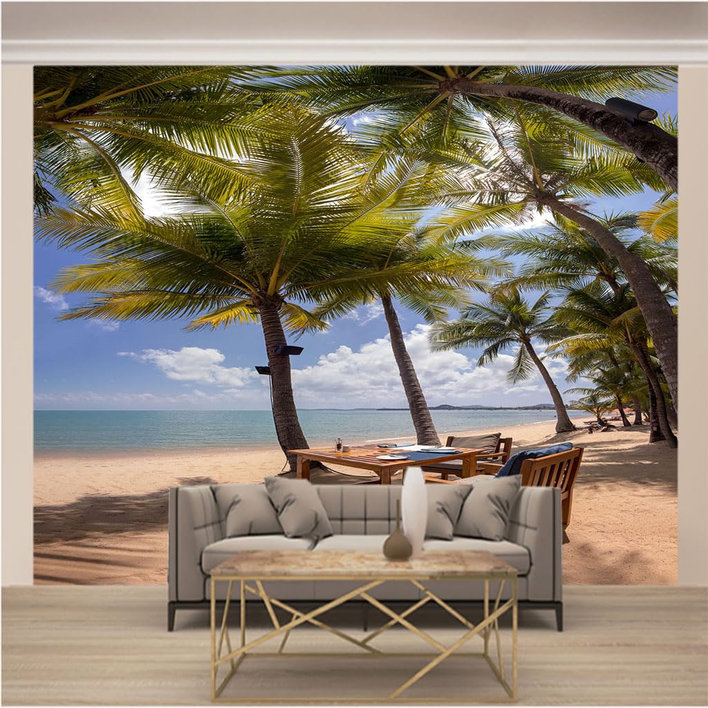 Papier peint panoramique trompe l'oeil 3d palmier intissé