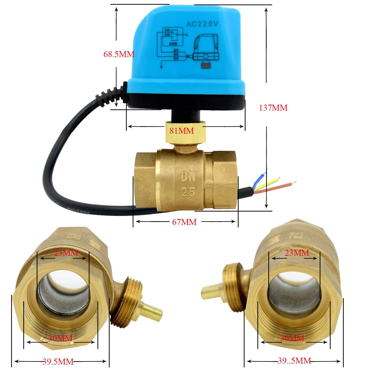 DC 24V Valvula motorizada 24 v electrovalvula 24v 2 vias 1/2 3/4 1 1-1/4 1-1/2 2 pulgada (DN25 (1"))
