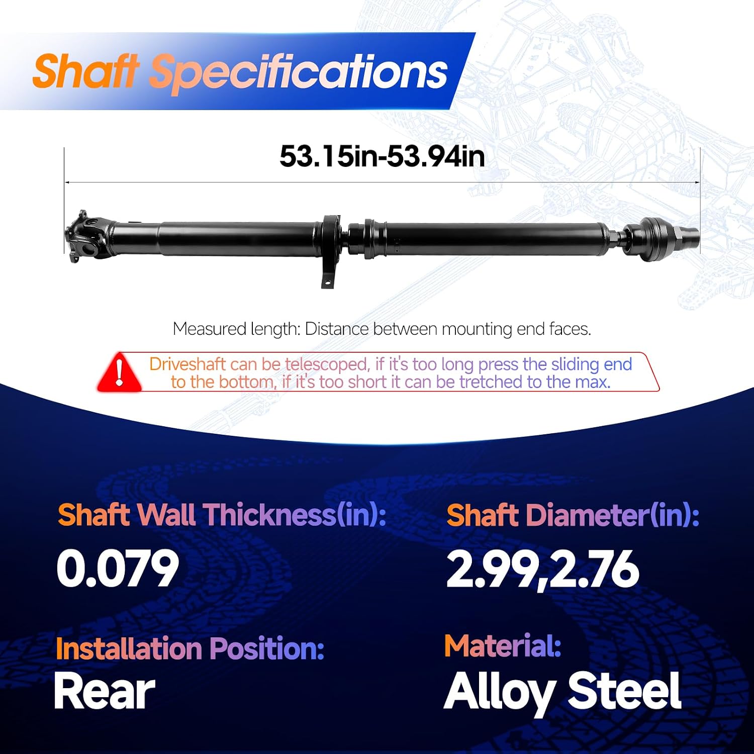 LR041960 Rear Drive Shaft Prop Shaft Driveshaft Assembly Fit for Land Rover Range Rover Sport 2014-2016,1 Speed Transfer Case, Replace# LR058372, LR072500
