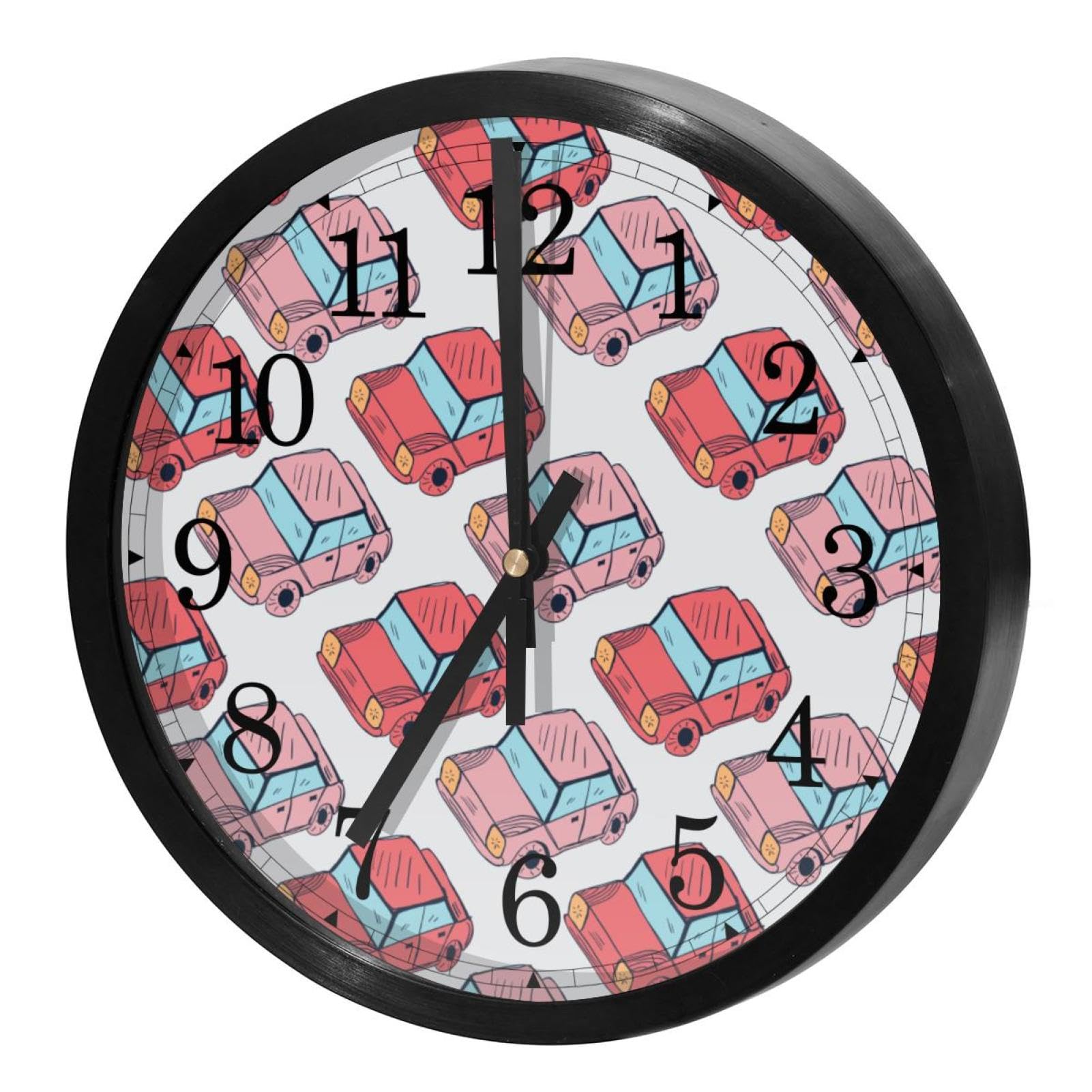 Horloge sans tic-tac à piles motif voiture rétro pour chambre