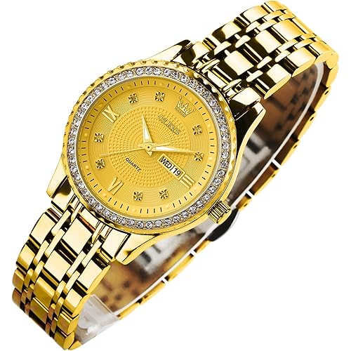 OLEVS Gold Watches for Women Diamond Stainless Steel Women's Luxury Watches