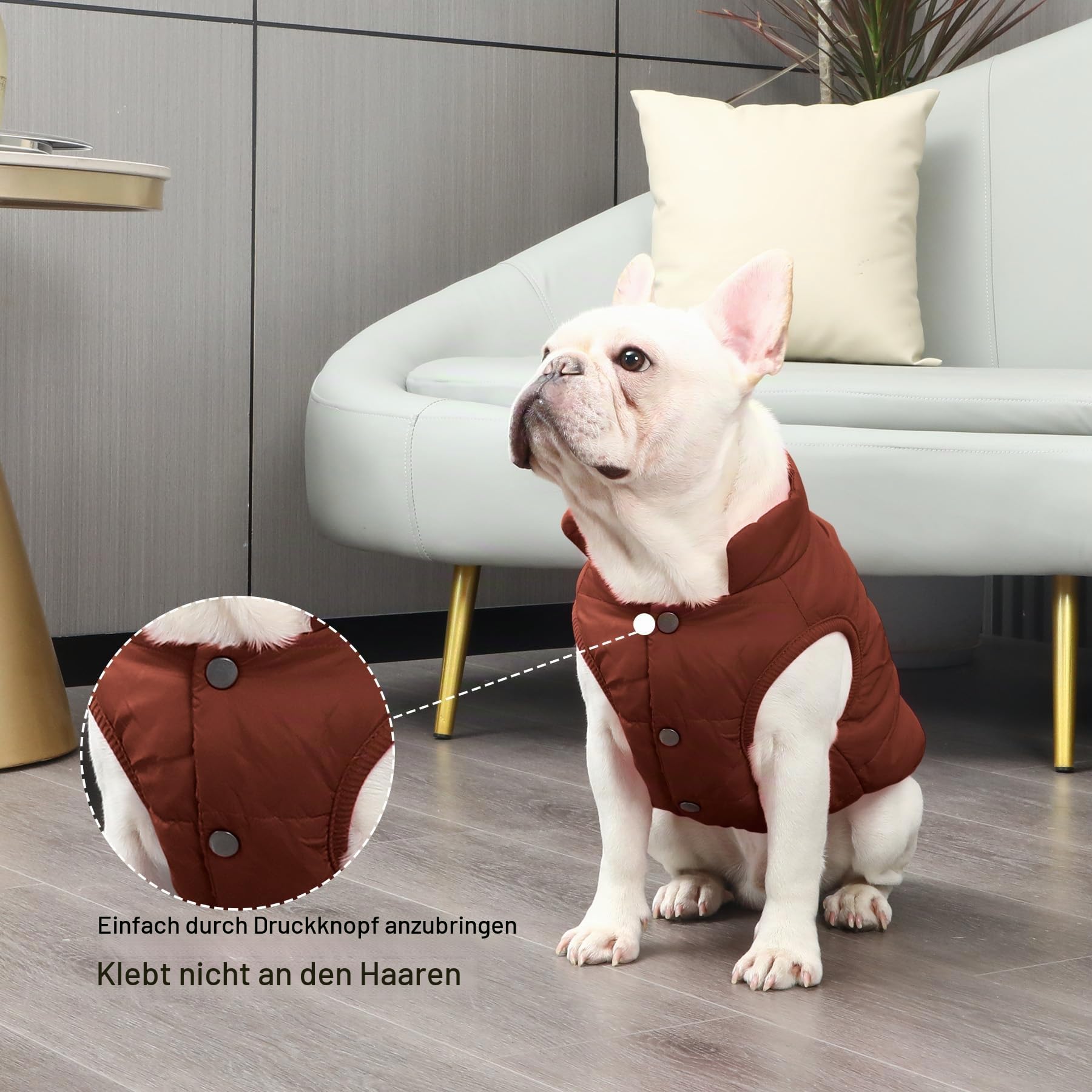 JoyDaog 2-lagige mit Fleece gefütterte Hundejacke, sehr warm für Winter und kaltes Wetter, extraweiche, winddichte Hundeweste,braun,L