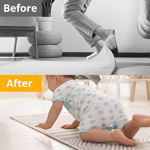 Miniatura 2 de Daisyhome 12 cintas adhesivas para alfombras, agarre de almohadilla para suelos de madera dura, cinta adhesiva de doble cara, agarres