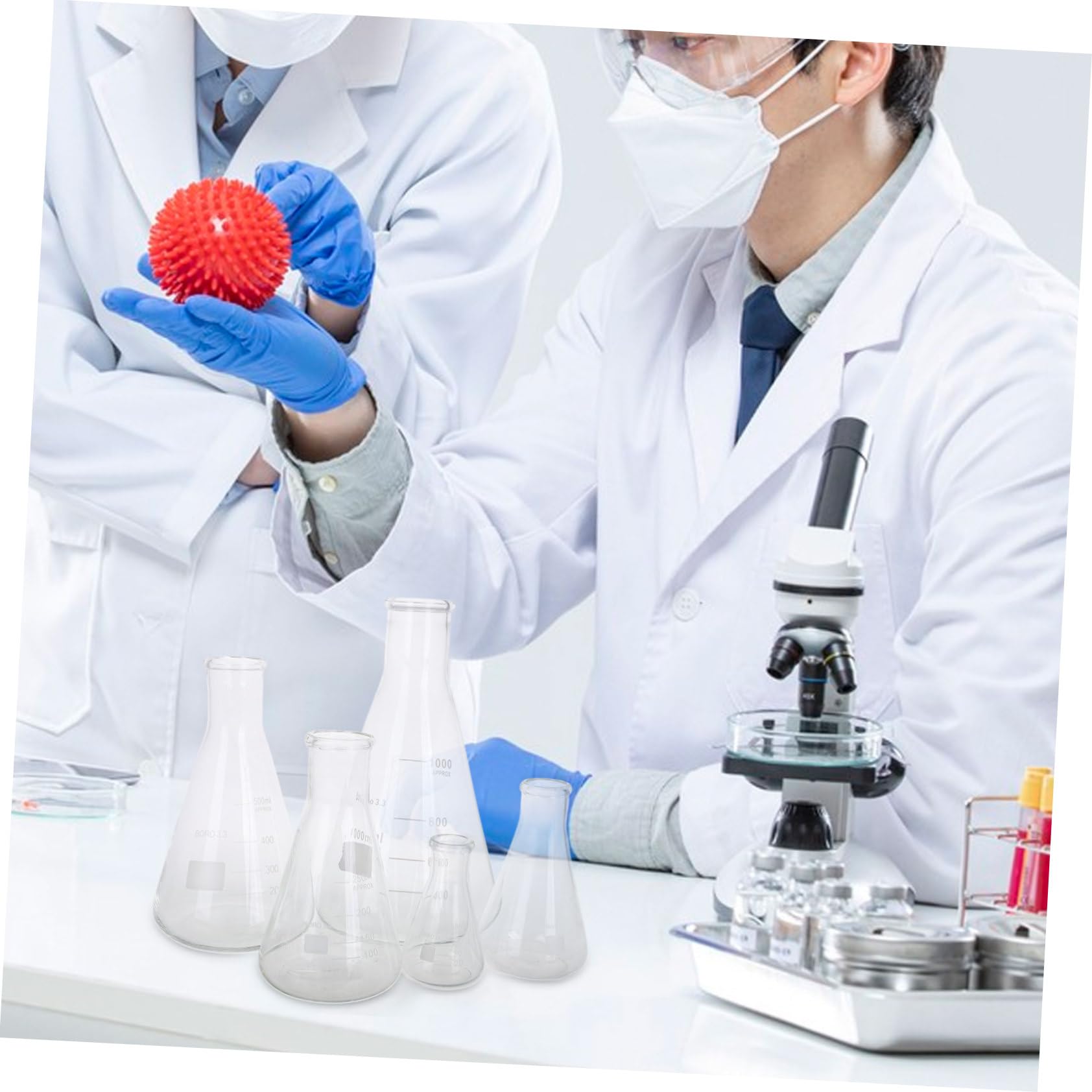 ULTECHNOVO 5piezas Matraces Erlenmeyer De Borosilicato Vidrio Cristalería Científica