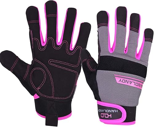 HANDLANDY Guantes de trabajo utilitarios para mujer, flexibles y transpirables, guantes de trabajo de mecánico delgados para pantalla táctil