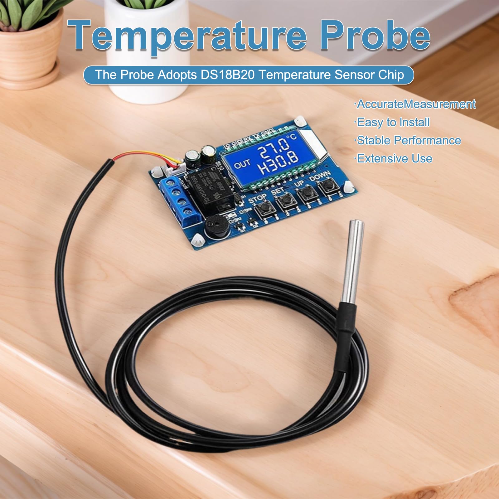 Produktbild von 2x 5m Wasserdichter Temperatursensor DS18B20 – Edelstahl, Für Arduino, Raspberry Pi & ESP32