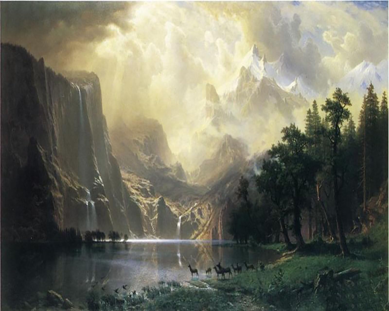 ZHXXFD Paint By Numbers for Adults Kids Beginners Landscape Famous Paintings with Frame 40X50CM Among The Siera Nevada Mountains, California - Albert Bierstadt,C19