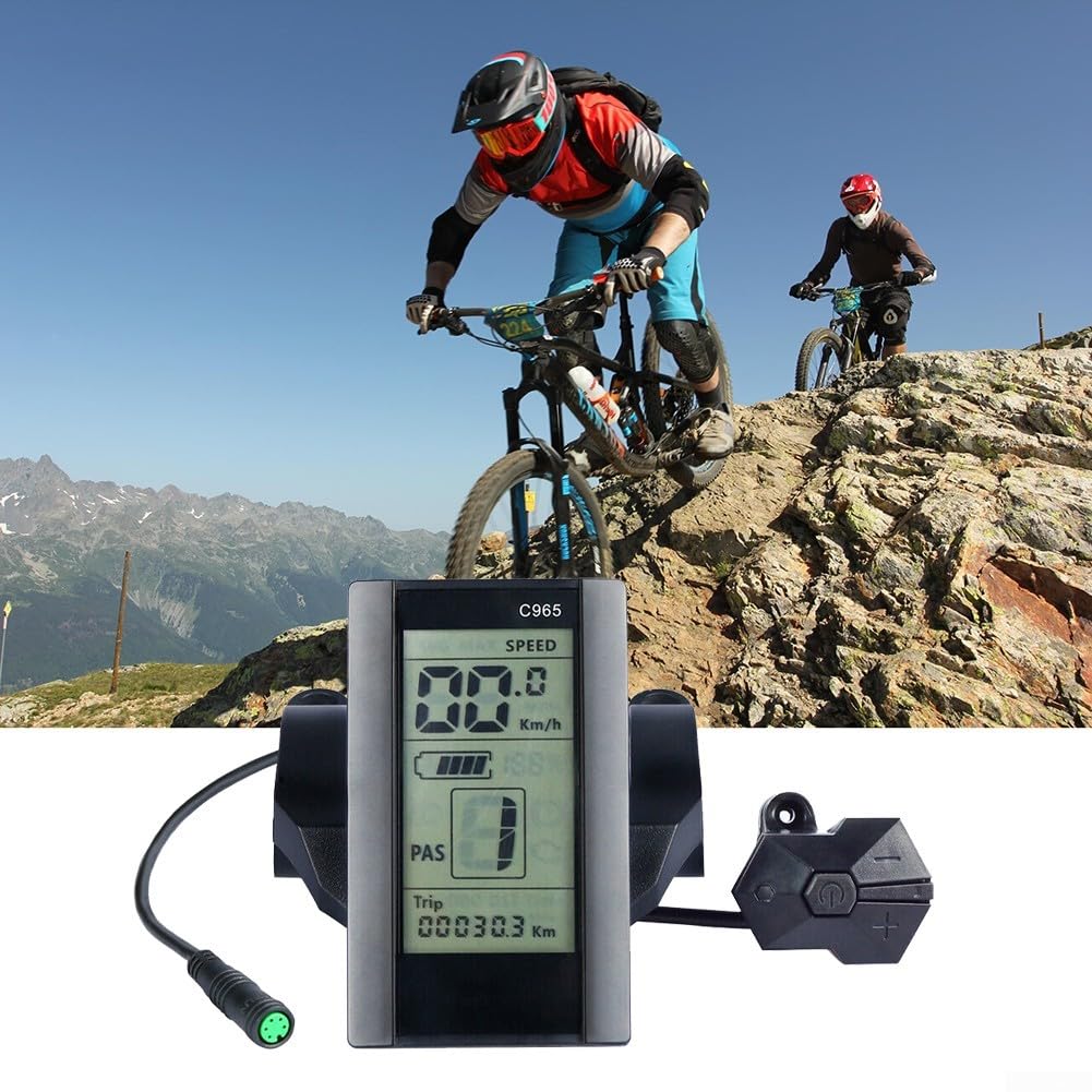 Unità di visualizzazione LCD Bafang C965 compatibile con motori BBS01 E-Bike per monitoraggio del livello della batteria della distanza di velocità