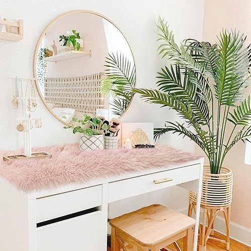 Miniatura 2 de yuboo Camino de mesa rosa rubor, camino de tocador esponjoso para dormitorio, cubierta de tocador, cubierta de mesita de noche, decoración del hogar