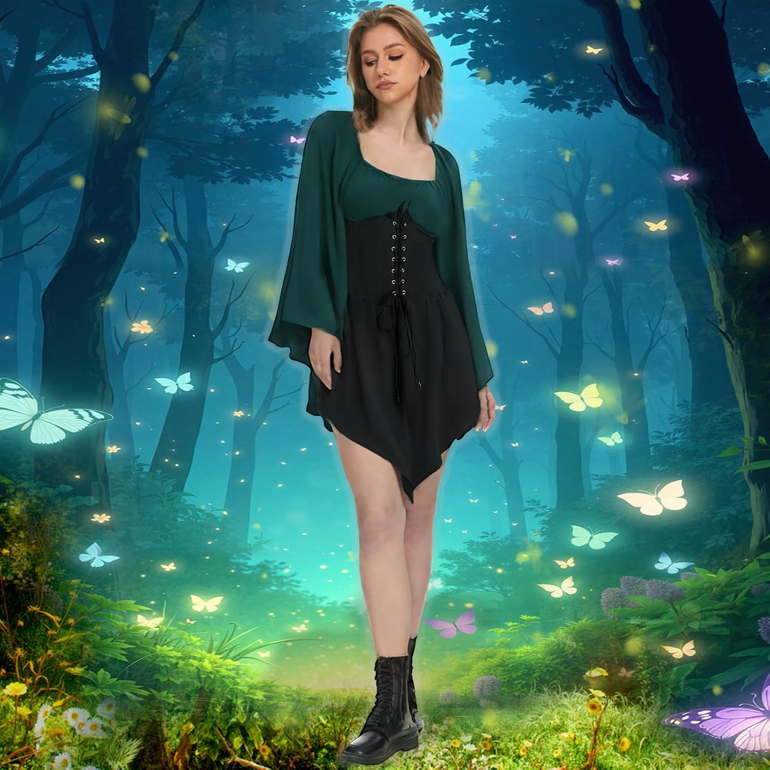 Women Elf Costume Renaissance Traditional Irish Dress,Medieval Dress, Women Costume Halloween Cosplay - Image 5