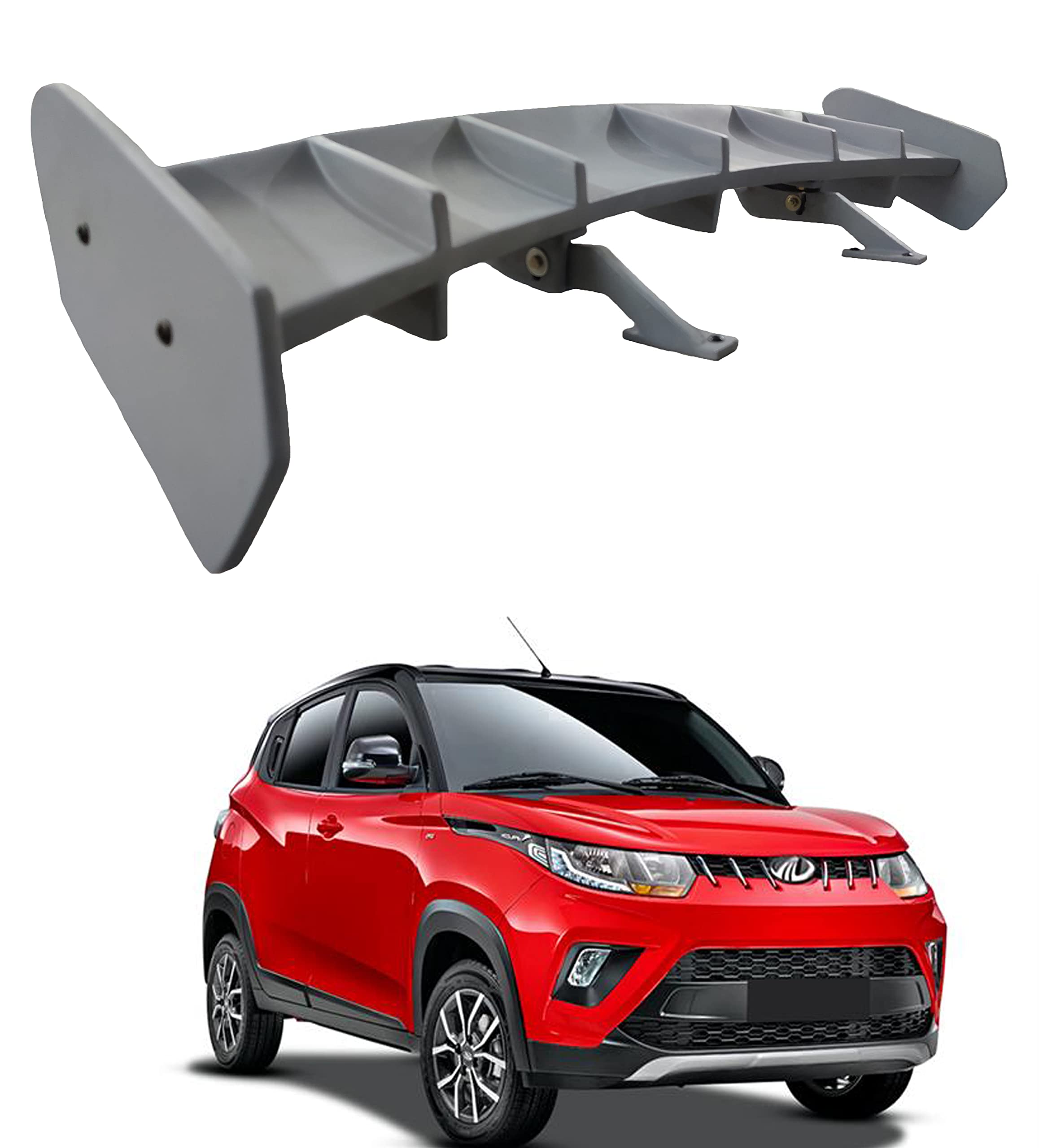 Back2Tracks - B2T AUTOMOTIVE® Car Spoiler Compatible with Mahindra KUV100NXT (Unpainted - Ps Grey color) Car Spoiler with Light Weight Fiber Reinforced Plastic (FRP) Drilling Required.
