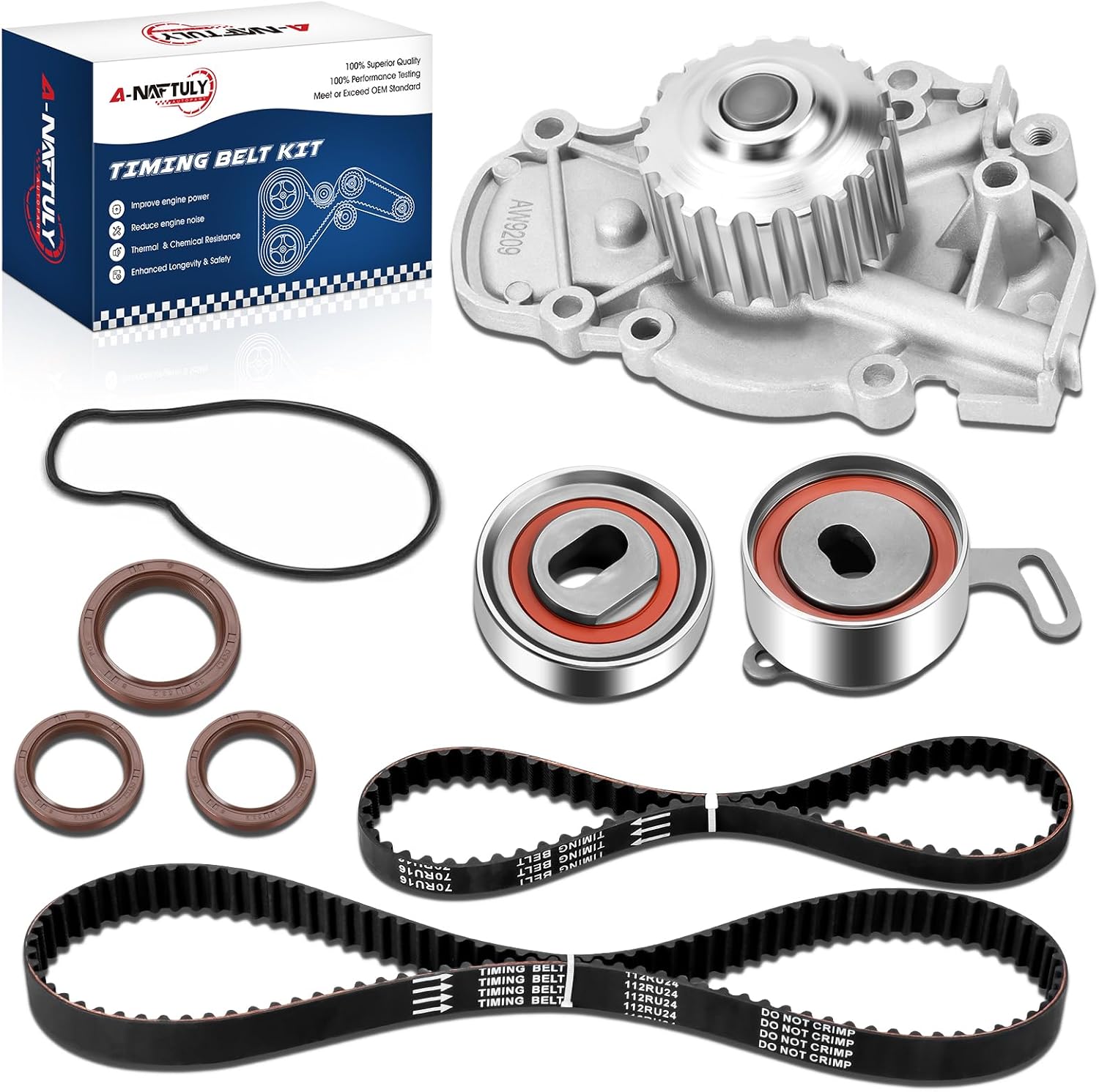Timing Belt Kit with Water Pump Compatible with Honda Accord 1994-2002, Acura CL 1997-1999, Odyssey 1998, Isuzu Oasis 1998-1999 | F23A1 F22B1 | Replace TCKWP244 TBKWP244 19200-P0A-003