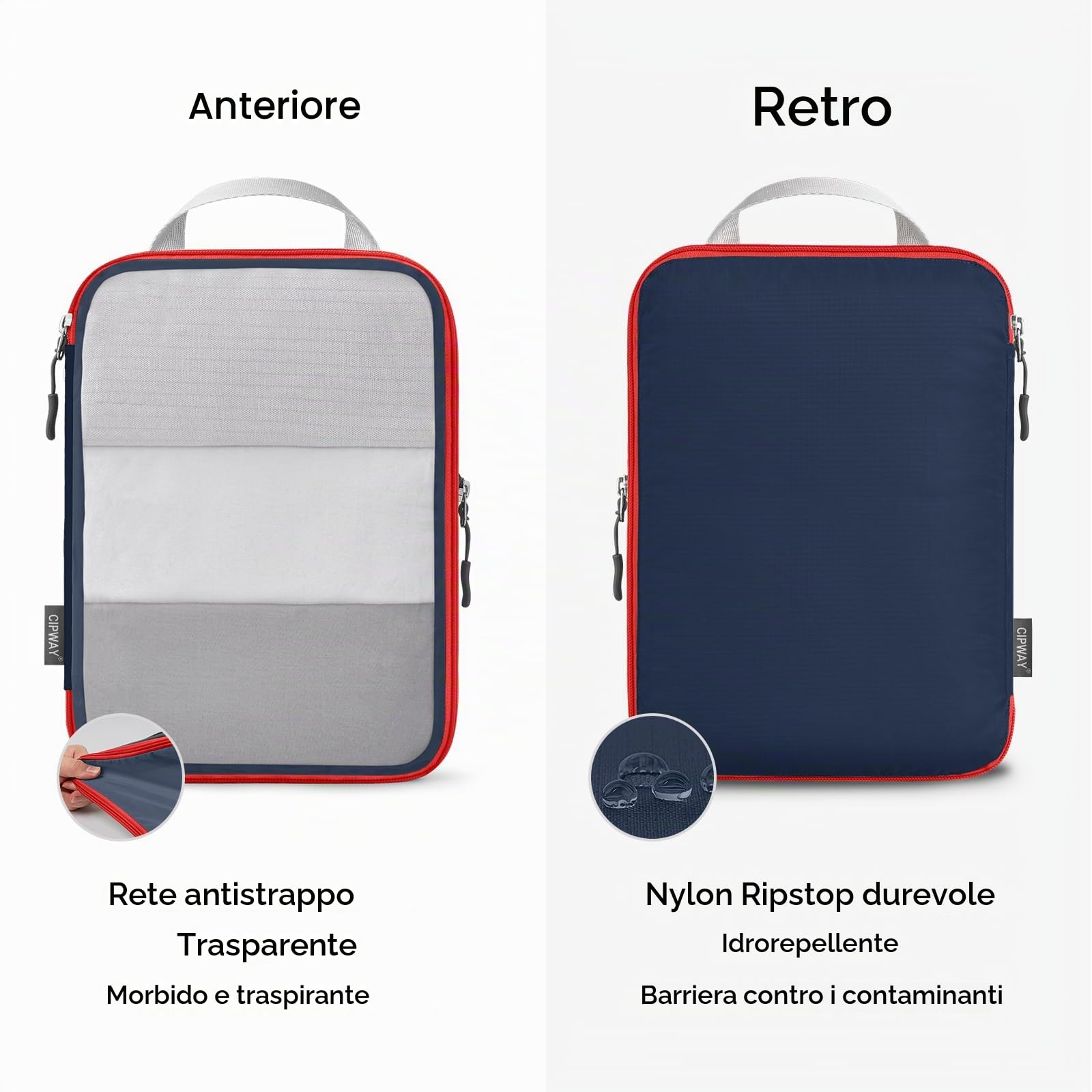 Cipway Organizer Valigia,Cubi da Imballaggio a Compressione, Design a Rete, Salvaspazio Borse da Viaggio Set Sacchi Sottovuoto Vestiti da Viaggio per Zaini o Bagagli a Mano (Blu,6 Pezzi)