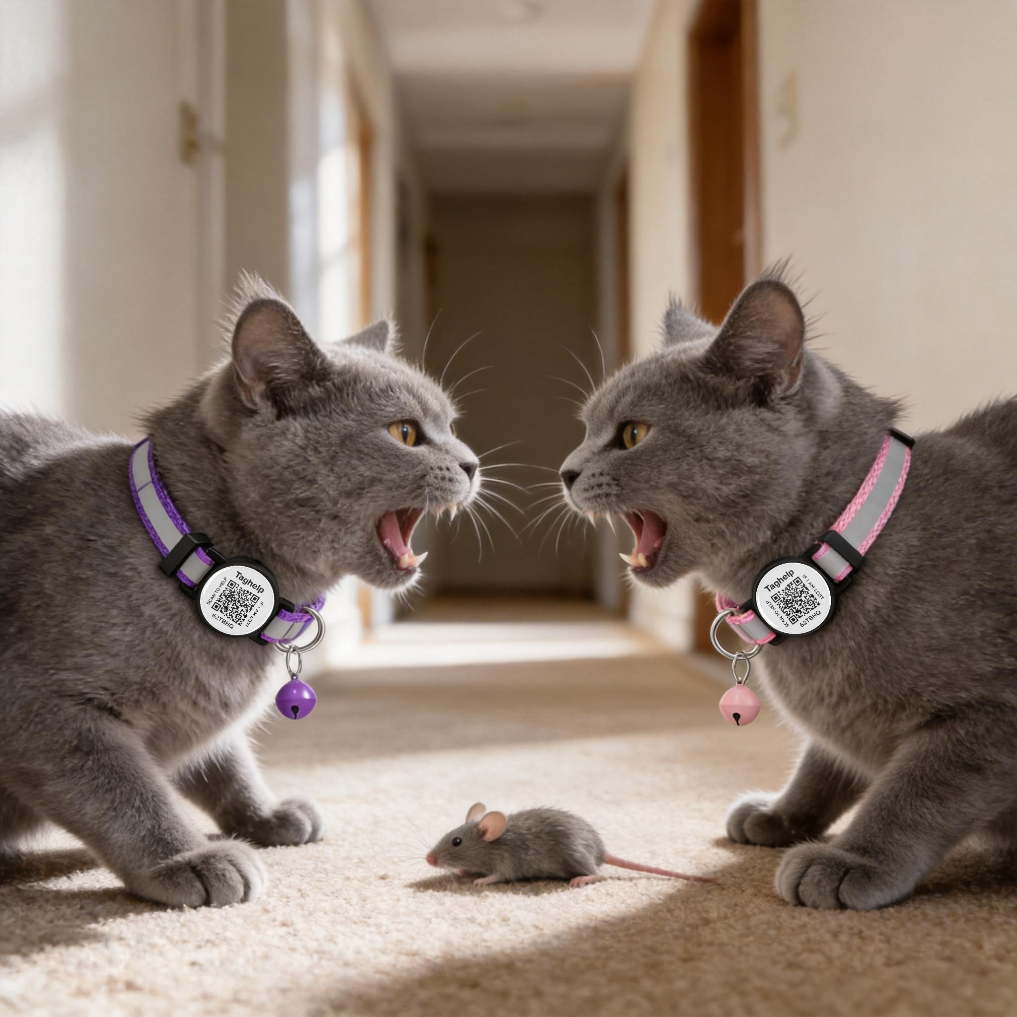 Paquete de 6 collares de gato con campana, bonito collar de gato, ideal para niñas, gatos, niños, gatos, collares reflectantes sólidos y seguros para gatos, etiquetas de identificación de gato con