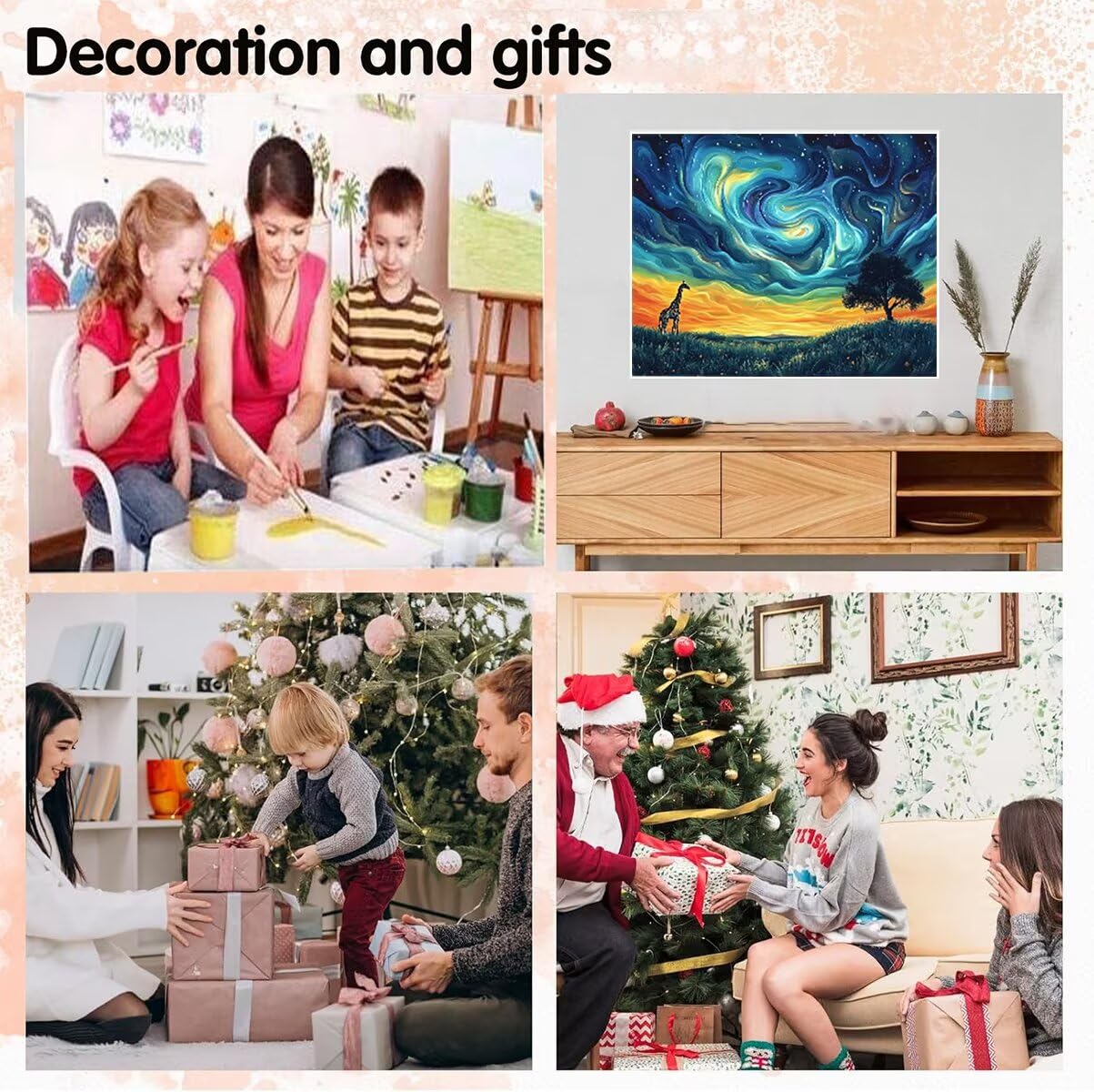 Traum Dipingere con i Numeri Albero Dipingere con i Numeri per Adulti Bambini Principianti, Fai da te Paint by Numbers Kit Artigianato Hobby Adulti, La Decora la Casa 90 x 120 cm, Senza Cornice A3-D