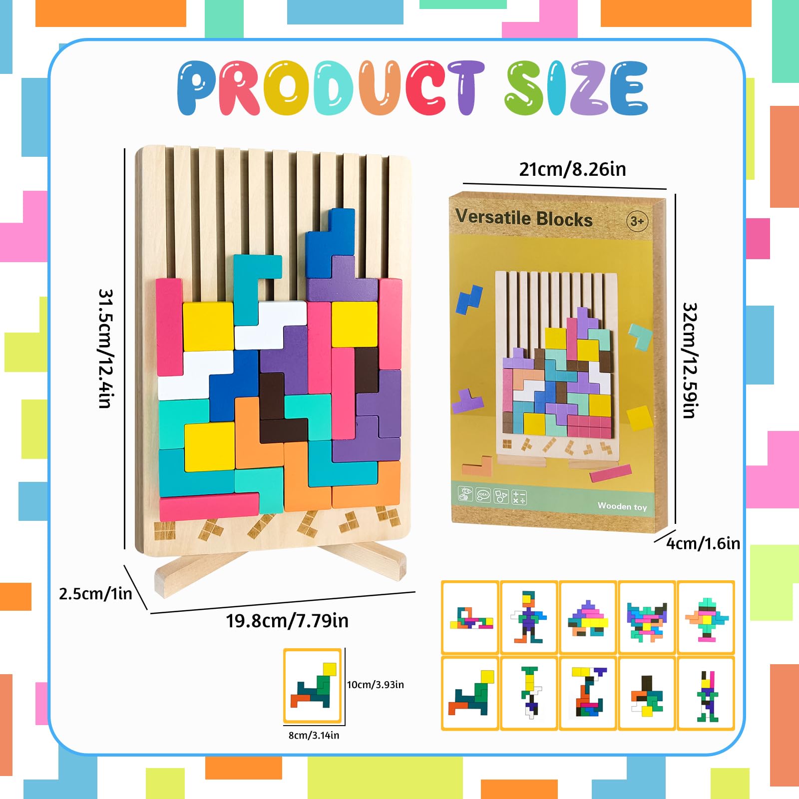 KutaKuta Wooden Stacking Puzzle Toy, 2026 Wooden Stacking Puzzle Toy with 20 level designs and 42 Blocks - Image 2