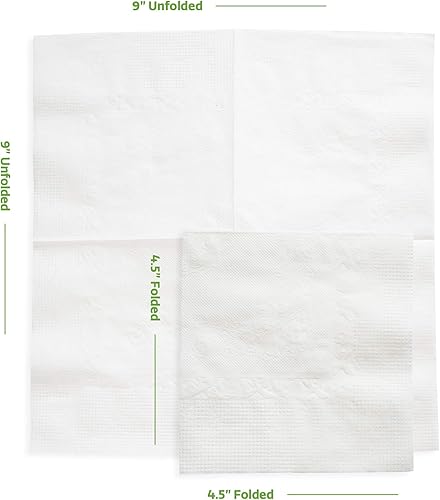 Miniatura 2 de GUSTO Servilletas blancas para bebidas (500 unidades, plegadas de 4.5 x 4.5 pulgadas), servilletas de cóctel a granel de 1 capa, servilletas de