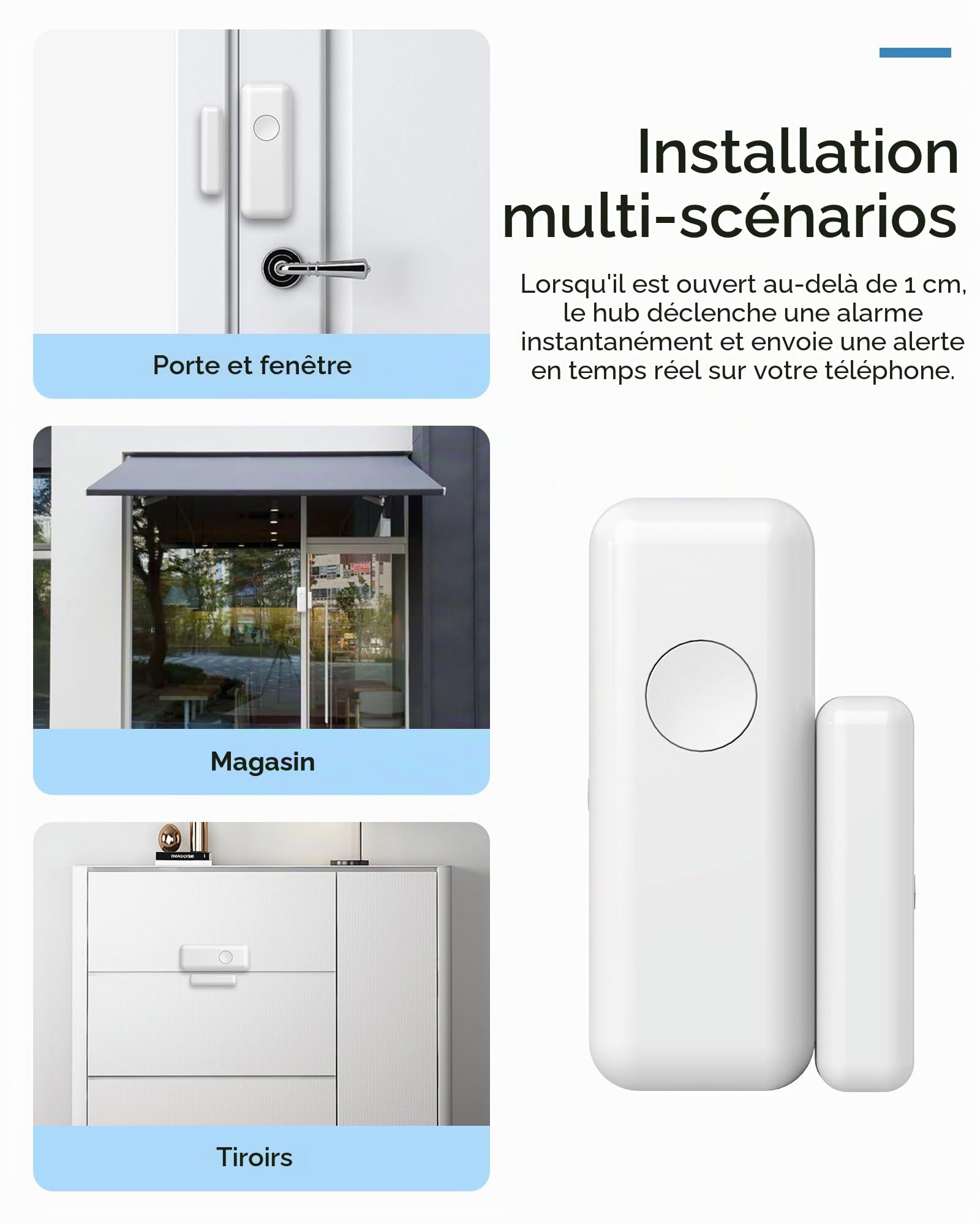 PGST Système d'alarme Domestique sans Fil avec alertes instantanées Via l'application Tuya,Kits d'alarme Extensibles DIY pour Portes et détecteurs de Mouvement pour Appartement,Garage