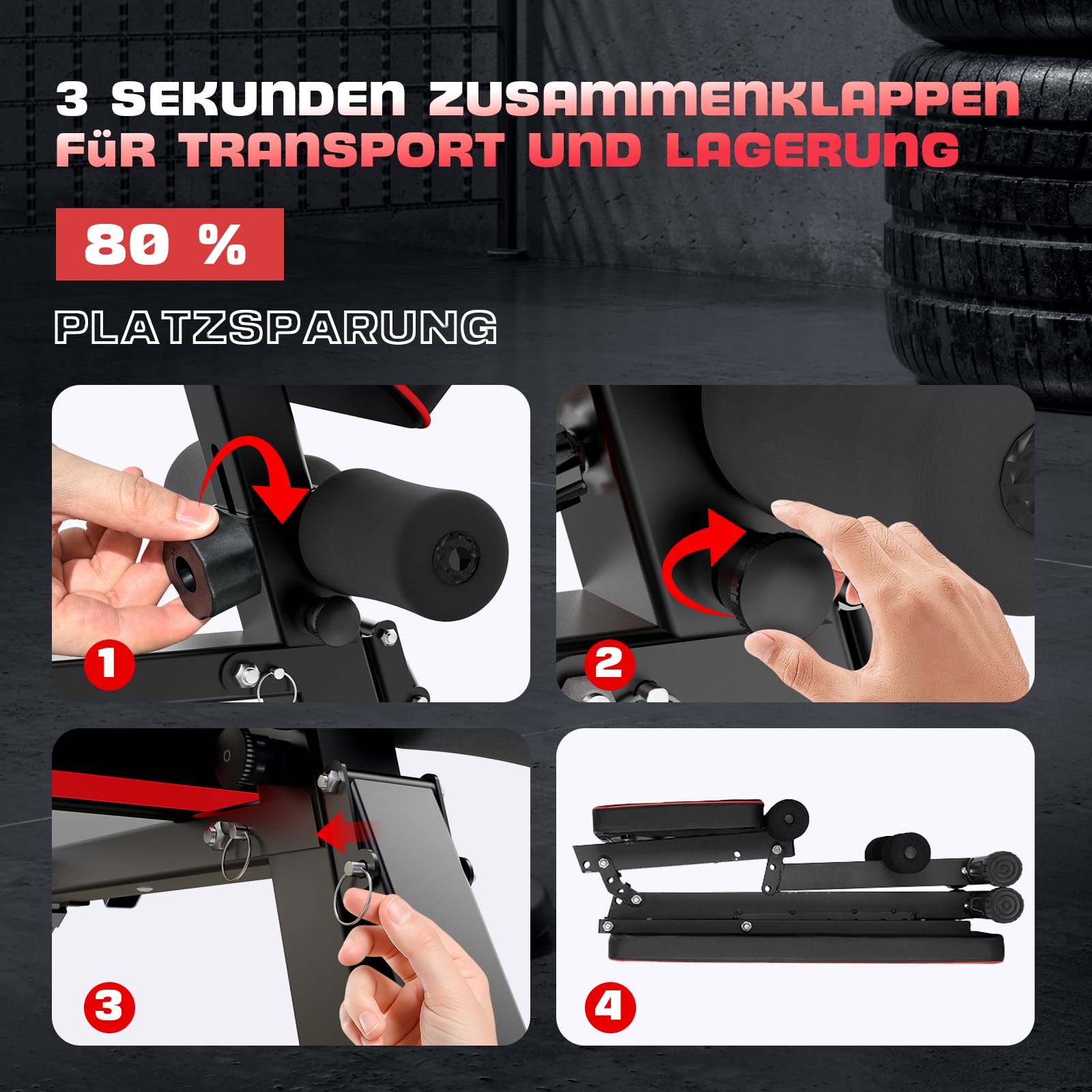 Hantelbank Klappbare Verstellbare 400 kg Kapazität, 12 in 1 Fitnessbank Multifunktionale mit Beinstrecker und Preacher-Curl-Polster, Trainingsbank für das Heim-Fitnessstudio und Ganzkörpertraining