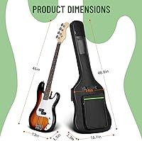 Vista 7 de CAHAYA Funda para Bajo Eléctrico con Mochila 0.3 Pulgadas de Acolchado Negro, Mochila Acolchada Blanda Verde CY0292