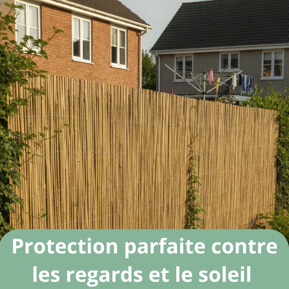 AUBRY GASPARD - Canisse en Lames De Bambou - Brise-Vue Esthétique et Écologique - Livrée Roulée Dans Un Sac De Transport - Parfaite pour Jardin et Terrasse - Naturelle - 150X500 cm