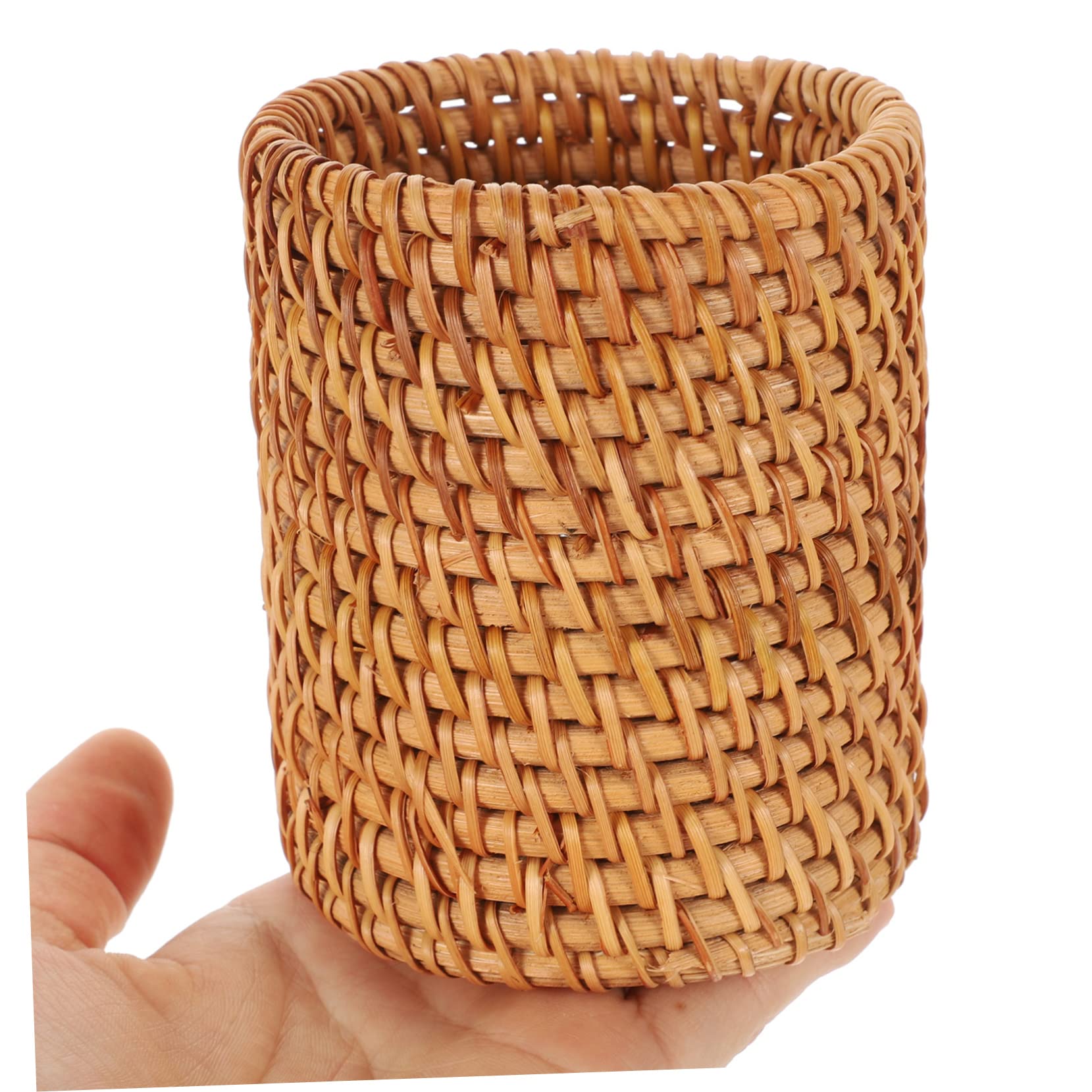 STOBOK 3piezas Organizador De Escritorio De Ratán Natural Portalápices Cilíndrico Para Oficina Soporte De Material De Escritorio Para Mantener El Orden La Mesa De Trabajo