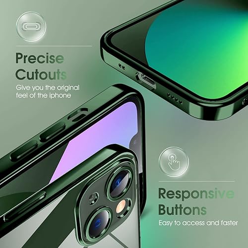 Miniatura 4 de Supdeal Funda transparente para iPhone 13 Mini, No amarilla Protección de cámara Prueba de caída de grado militar Funda protectora transparente a