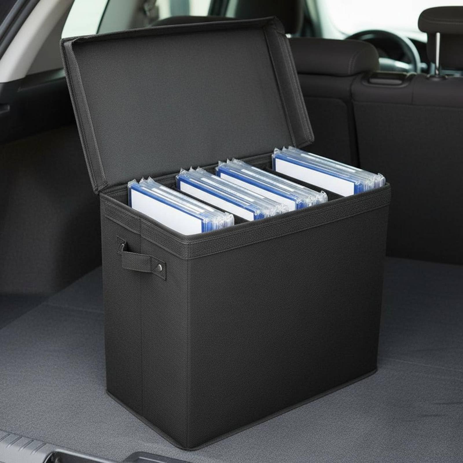 Scatola per Pieghevole Contenitore Organizer Cassetta Archivio con Separatori Regolabili in Tessuto Oxford Impermeabile con Maniglie Adatta a Dormitorio Veicoli