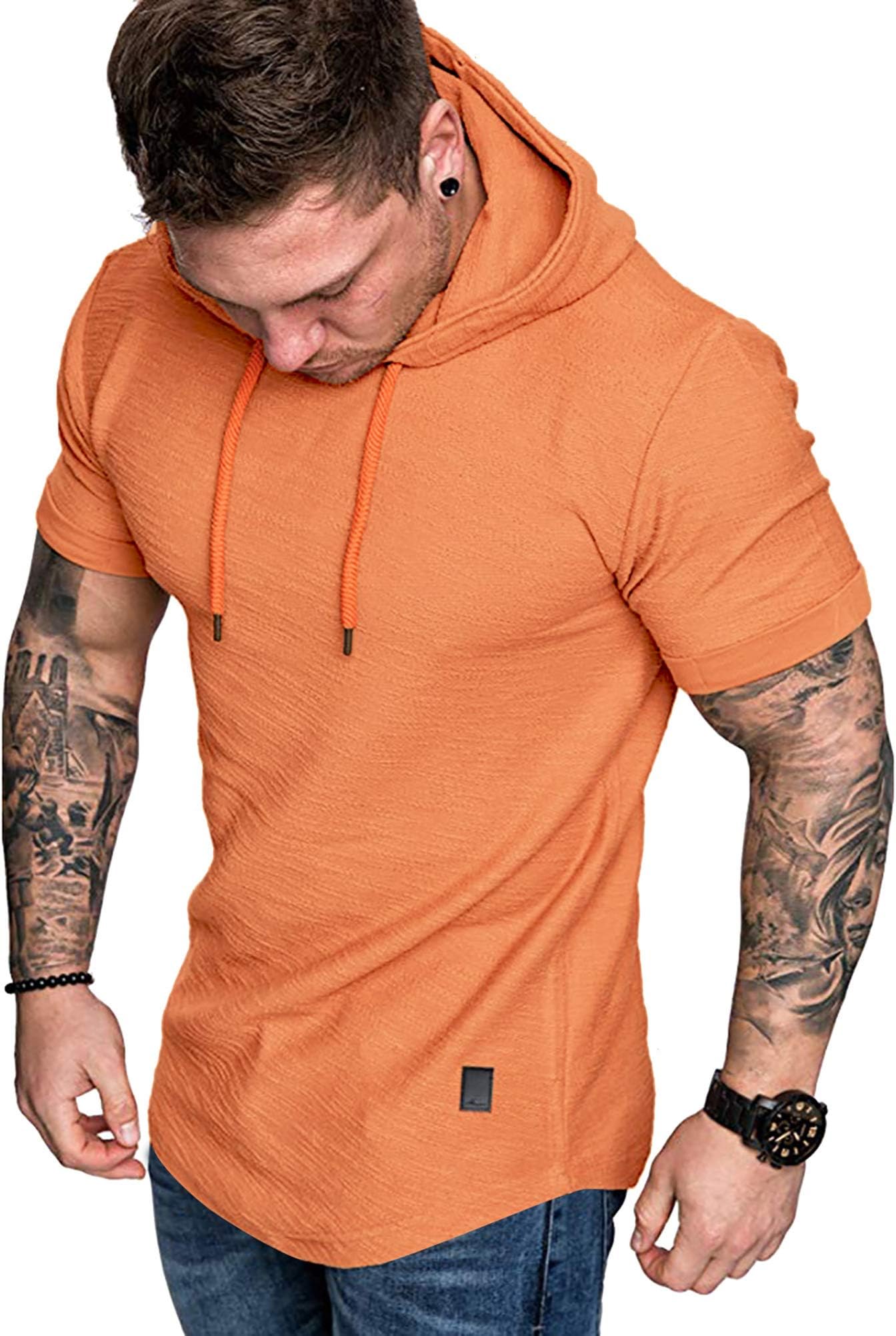 lexiartMens Fashion Athletic Hoodies Sport Sweatshirt Solid Color Fleece Pullover