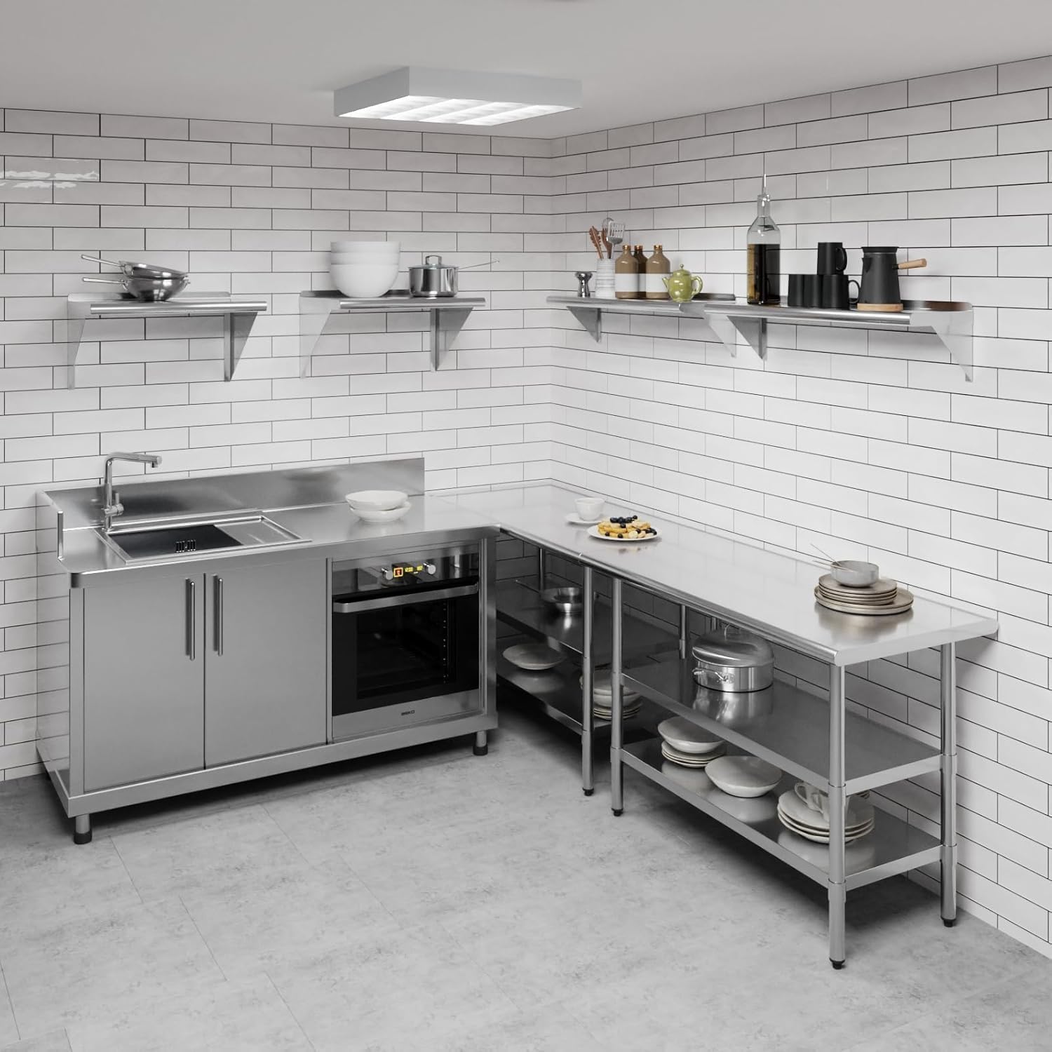 KPS 10" x 36" Stainless Steel Wall Shelf – NSF Certified Commercial Kitchen Storage Rack