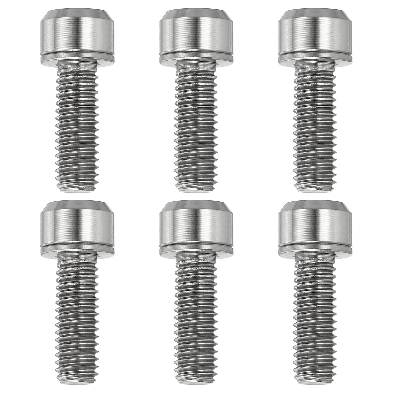 YELARXI Titanium Bicycle Stem Bolt, M6x18mm Hex Chamfered Head Bolt with Washer Anti-Corrosion Screw 6Pcs & Silver-Fitting For(Bicycle/MTB/Road/Mountain Bike Stem Fixing Part)